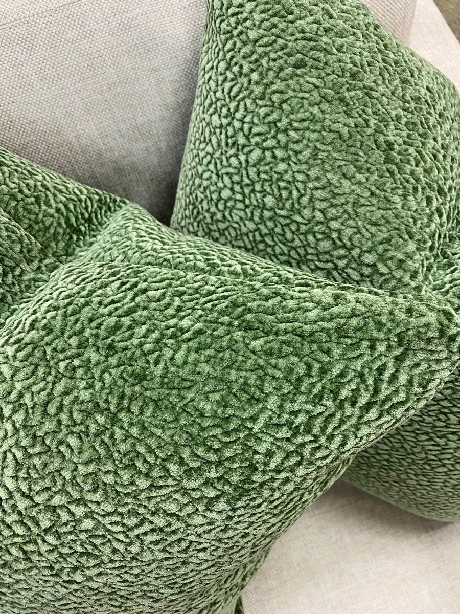 Green textured chenille pillow Designer Discount Fabrics