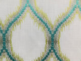 Embroidered Flamestitch Trellis Faux Linen