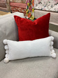 White pom pom lumbar pillow