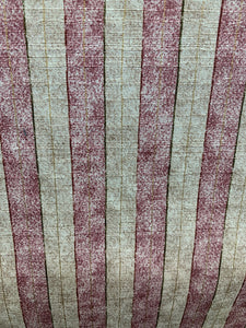 Cream/Burgundy stripe cotton fabric