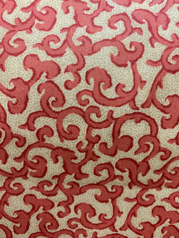 Burgundy vines cotton fabric